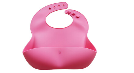 A bright pink baby bib ready for messy mealtimes symbolizing joy and growth in early childhood on transparent background