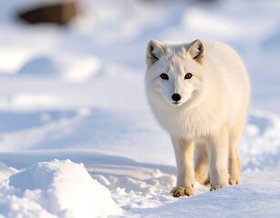Fototapeta premium Arctic fox in snowy landscape