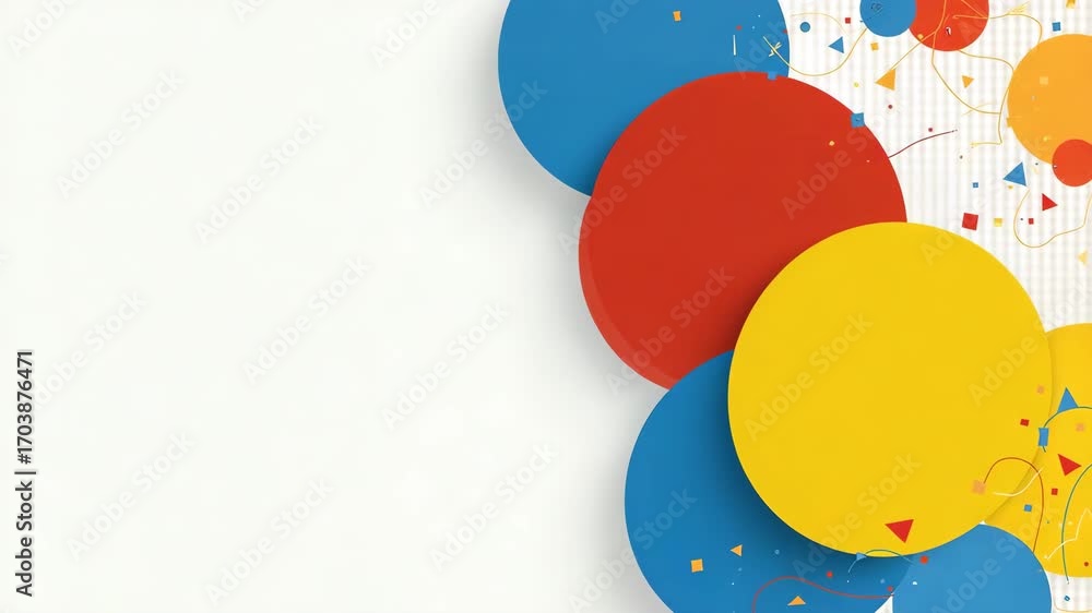 Poster contemporary abstract circle tile pattern with bright shapes and dynamic angles on white background 