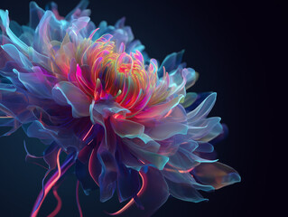 Dynamic Abstract Flower with Neon Light Effects
