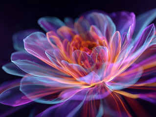 Dynamic Abstract Flower with Neon Light Effects