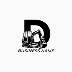 logo design excavator and letter D