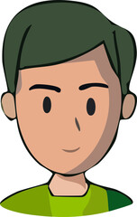 Simple Cartoon Portrait of a Man with Green Hair and Shirt