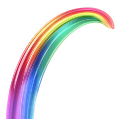 Fototapeta premium Colorful rainbow brush stroke arc with glossy paint texture and energetic motion