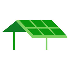 Green solar panel structure icon