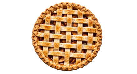Golden apple pie fresh from the oven inviting warmth and comfort for a perfect holiday dessert on transparent background