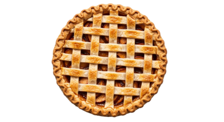 Golden apple pie fresh from the oven inviting warmth and comfort for a perfect holiday dessert on transparent background