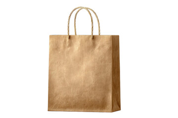 Elegant brown paper bag with sturdy handles for shopping, packaging, or gift-giving, isolated on a white background, ideal for commercial use