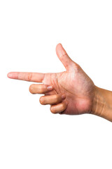 pointing with finger, hand pointing or finger pointing isolated on transparent background