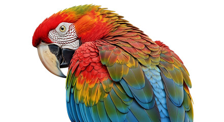 A regal scarlet macaw displaying vibrant plumage a symbol of tropical paradise and untamed on transparent background