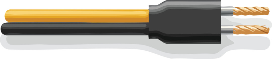 Two conductor electrical wire with yellow and black insulation