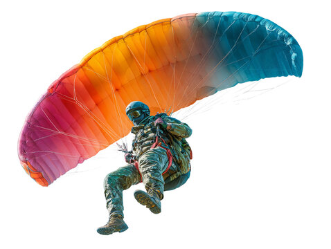  Back side flying on a paraglider isolated on white background - Powered by Adobe
