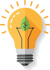 Green energy concept with light bulb and leaf on white background