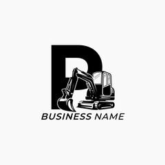 design logo combine excavator and letter P