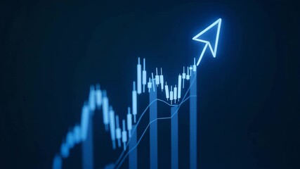 Flat Stock market candle stick graph showing investment trading data bullish points trend blue background vector concept as Stock market candle stick graph showing investment trading data bullish poin - Powered by Adobe