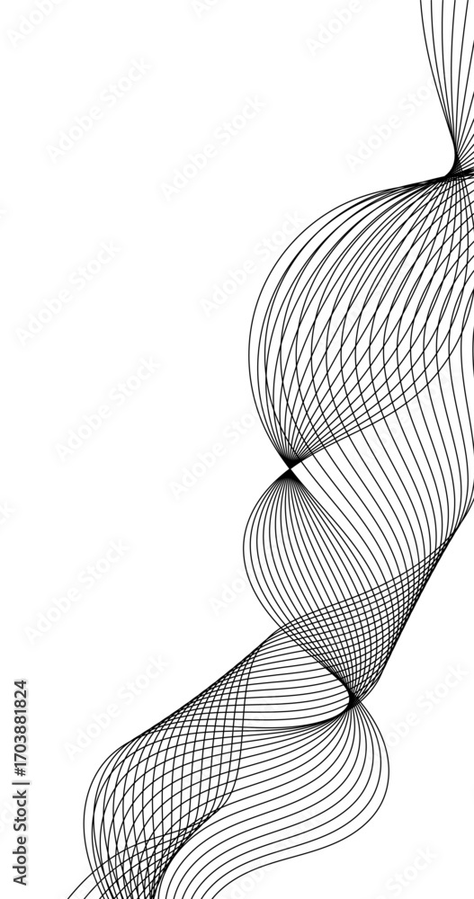 Poster abstract background with black monochrome wave lines on white background modern technology design