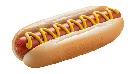 A mouthwatering hotdog covered in delicious yellow mustard inviting a taste of summertime on transparent background
