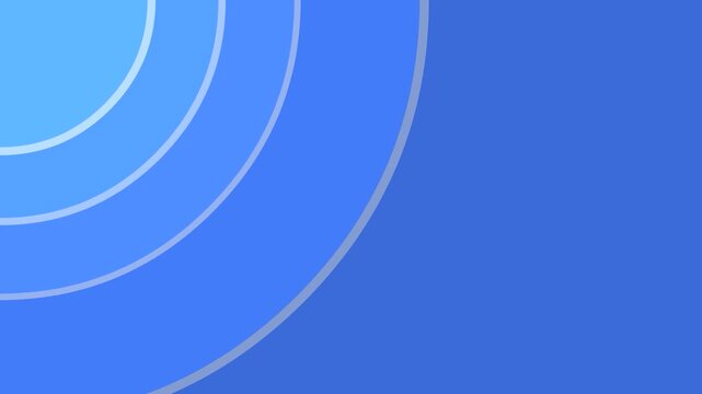 A clean blue gradient background featuring thin white circular lines expanding from the corner. This minimalist motion graphic is ideal for technical presentations, radar simulations, or corporate vid