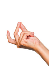 hand or finger hold something, hand gesture or finger gesture, hand sign isolated on transparent background