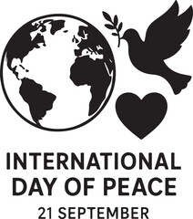 International Day of Peace Dove with Olive Branch and Hand Symbol Vector Illustration