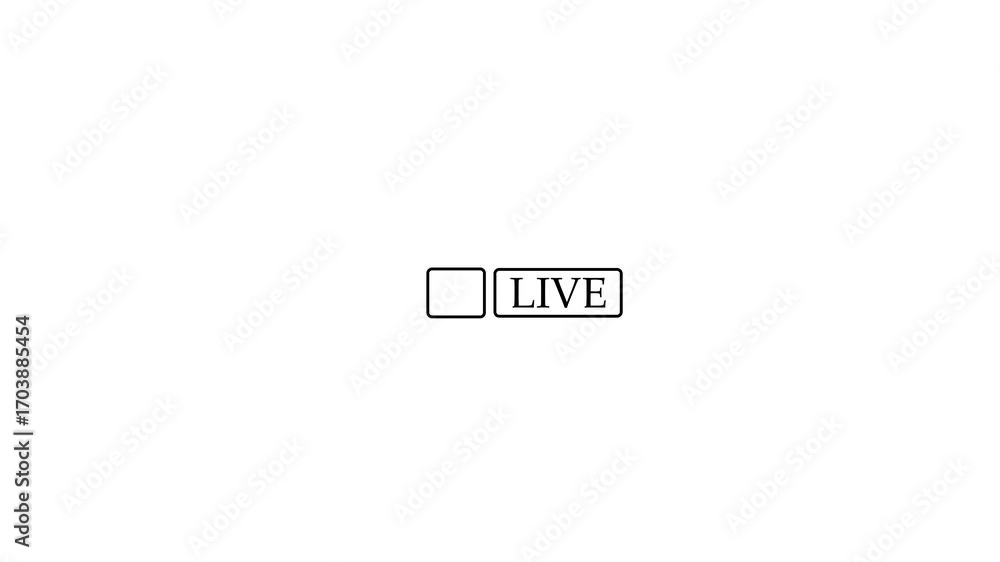 Poster red dot and live text icon indicating broadcast or streaming status