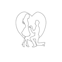 Boy Propose Girl One Line Art