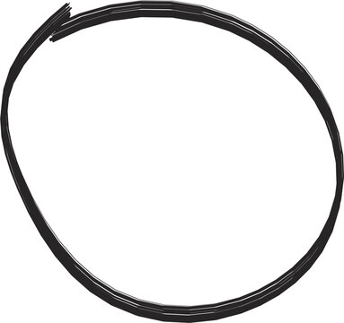 Doodle circle PNG with simple black line art illustration, hand-drawn round frame, decorative sketch element for scrapbook, journal, planner stickers, kids craft clipart, isolated vector design