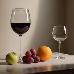 glass of red wine with two glasses