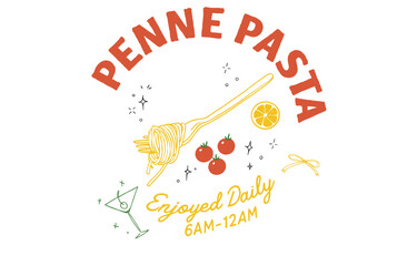 Italian Pasta Restaurant Poster. Retro Spaghetti and Wine Illustration. Vintage Food and Drink Artwork. Daily Menu Graphic.