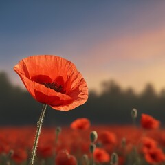 red poppy flower on the field
