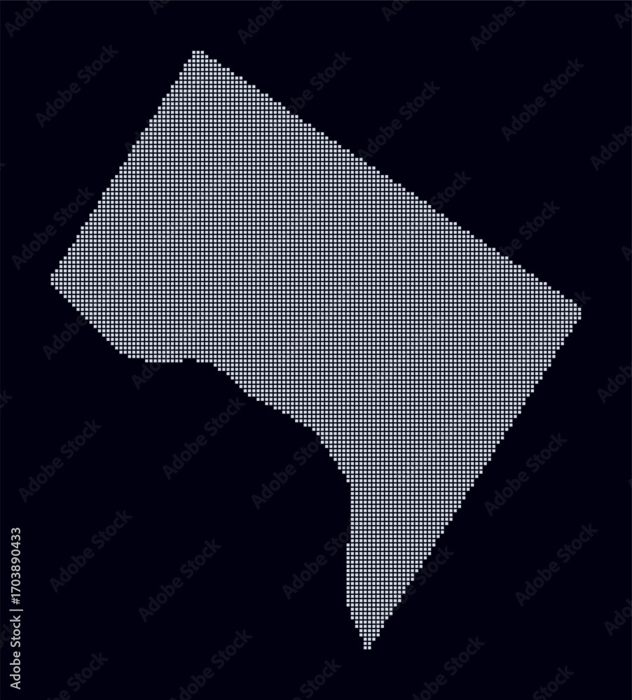 Poster district of columbia dotted map. digital style map of the state on dark background. district of colu