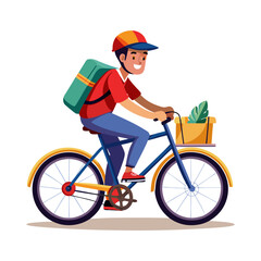 Naklejka premium Delivery person riding a bicycle