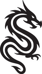 Naklejka premium Tribal-style dragon outline silhouette, fierce mythical creature in decorative tribal art.