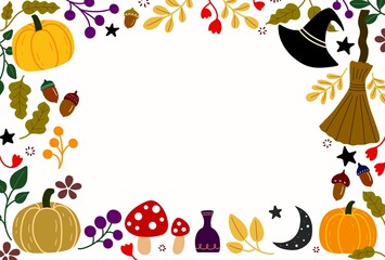 北欧スタイル秋のフレームポストカード