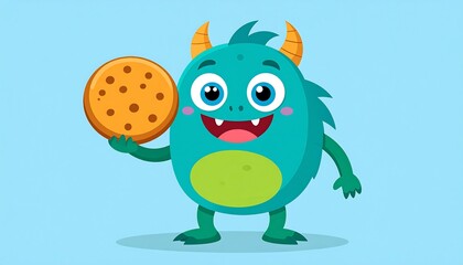 Cartoon monster holding a cookie (1)