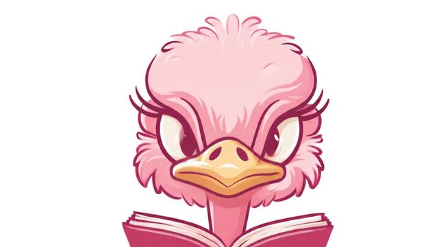 Pink ostrich reading book