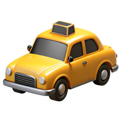 Fototapeta premium Iconic yellow taxi cab vehicle with rooftop sign isolated on plain background