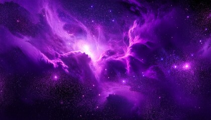 Fantasy Deep Space Nebula Glowing In Violet Tones Ethereal Interstellar Dust Scattered Stars And Dark Matter Cosmic Fog Illuminated By Distant Suns Violet Nebula Cosmic Fantasy