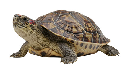 Obraz premium Brown patterned box turtle isolated PNG with Transparent Background