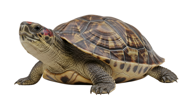 Brown patterned box turtle isolated PNG with Transparent Background