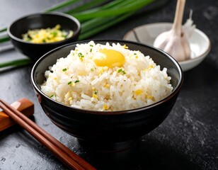 Fluffy rice topped with egg