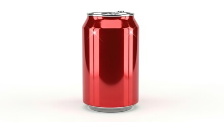 Obraz premium Red Aluminum Beverage Can with Metallic Shine on White Background