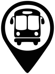 Minimalist Black and White Bus Location Pin Pointer Transportation Icon