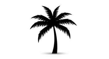Fototapeta premium Black Silhouette Palm Tree Icon on White Background Simple Tropical Design