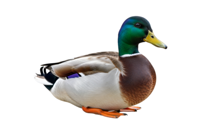 Male mallard duck resting isolated PNG with Transparent Background