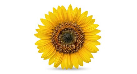 Fototapeta premium Bright Yellow Sunflower Blooming Isolated on White Background