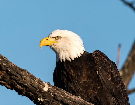 Bald eagle perched on a tree branch