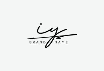 IY letter elegant cursive beauty handwriting logo.