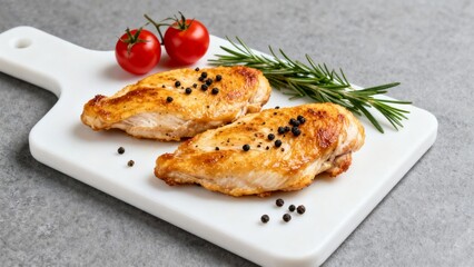 Grilled chicken breast with rosemary and tomatoes
