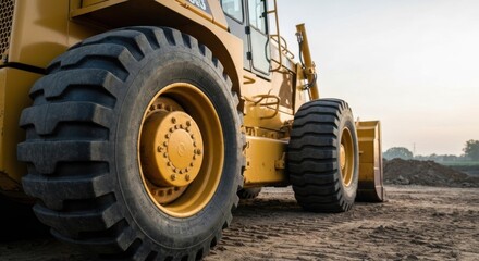 Fototapeta premium Close-up of heavy-duty bulldozer tire